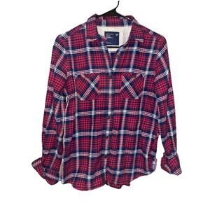 Women’s American Eagle Button Down Flannel Size 10 Button Up Sleeves